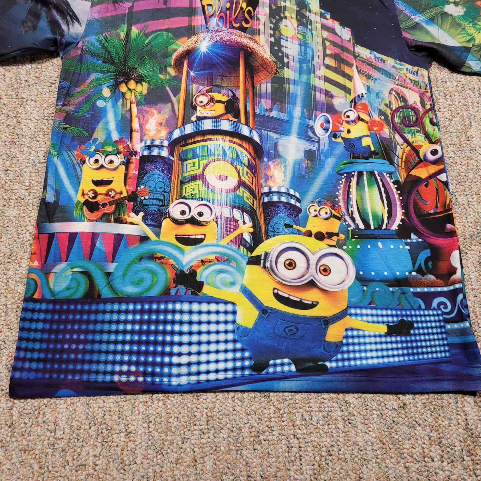 Despicable Me Minions Shirt Mens XL Colorful Neon City Universal Japan Exclusive gallery