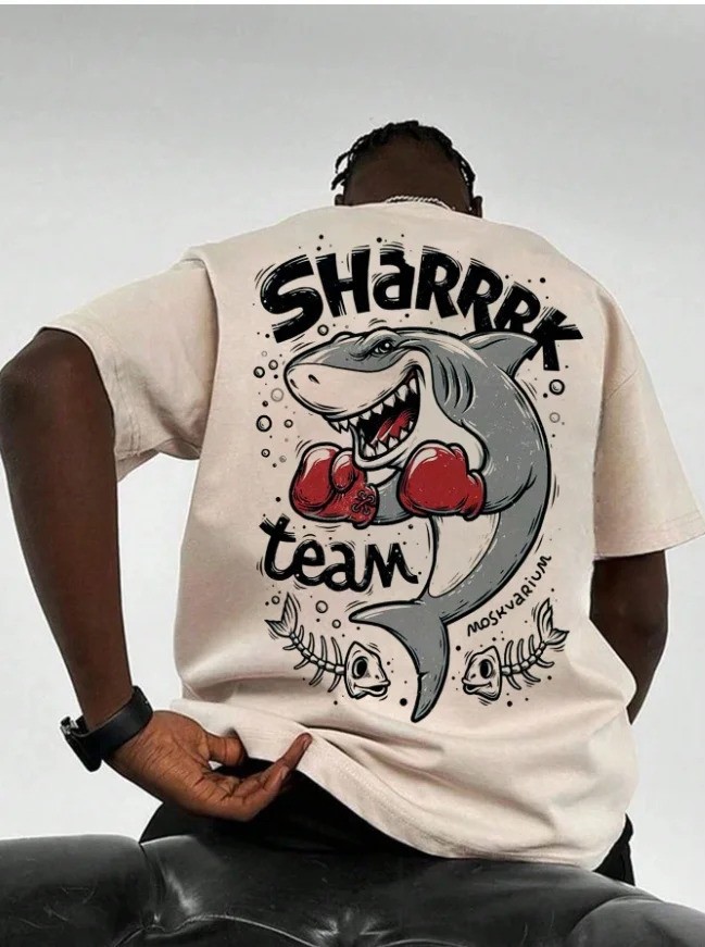 Men’s Shark Print Lightweight T‑Shirt — Summer Casual Sport Streetwear Oversized gallery