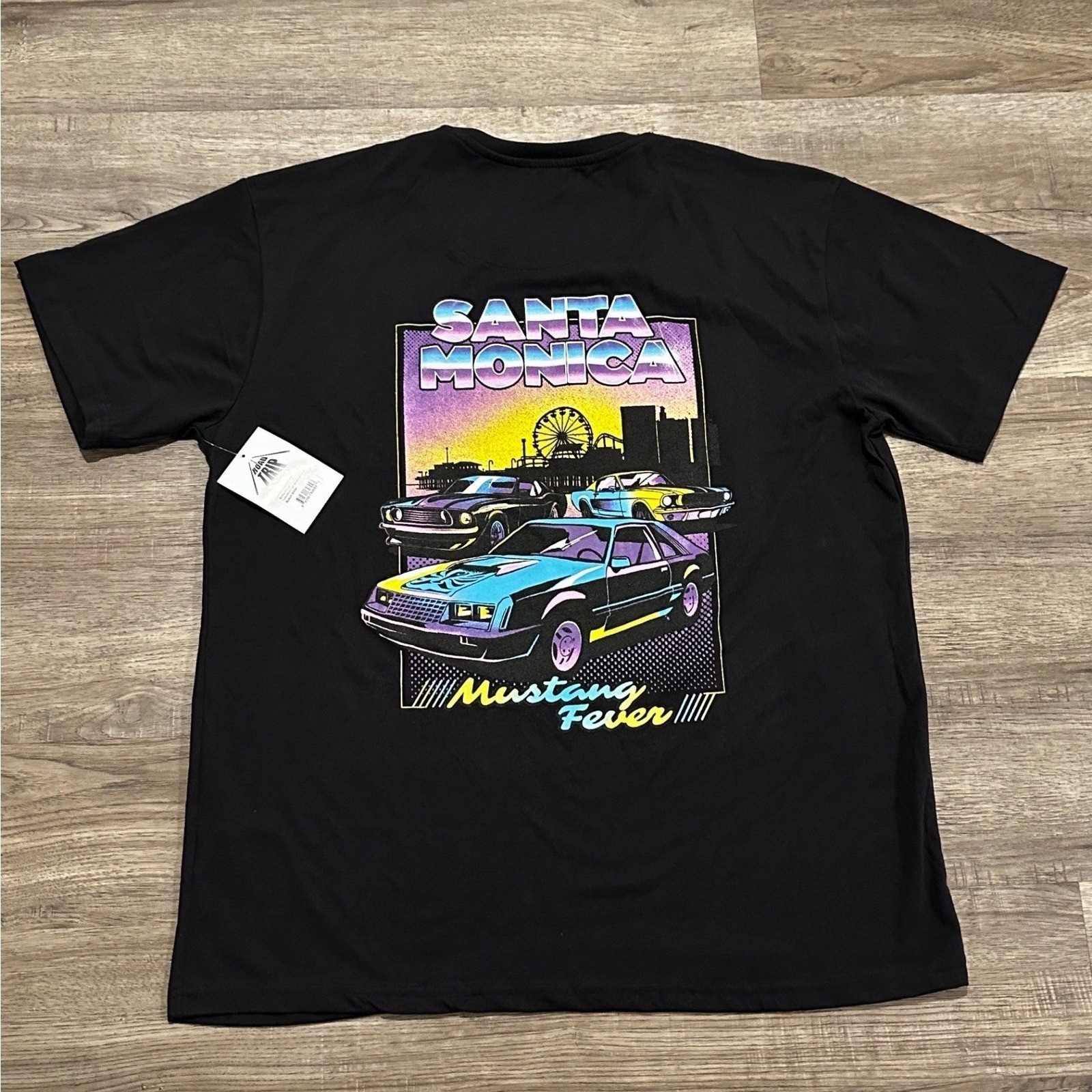 Ford Road Trip T-Shirt Mens XXL Black Retro Santa Monica Mustang Fever Graphic gallery