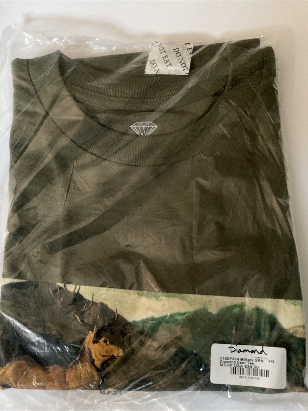 Diamond Supply Co Diamond Deer Tee 2XL Military Green Deadstock New In Bag