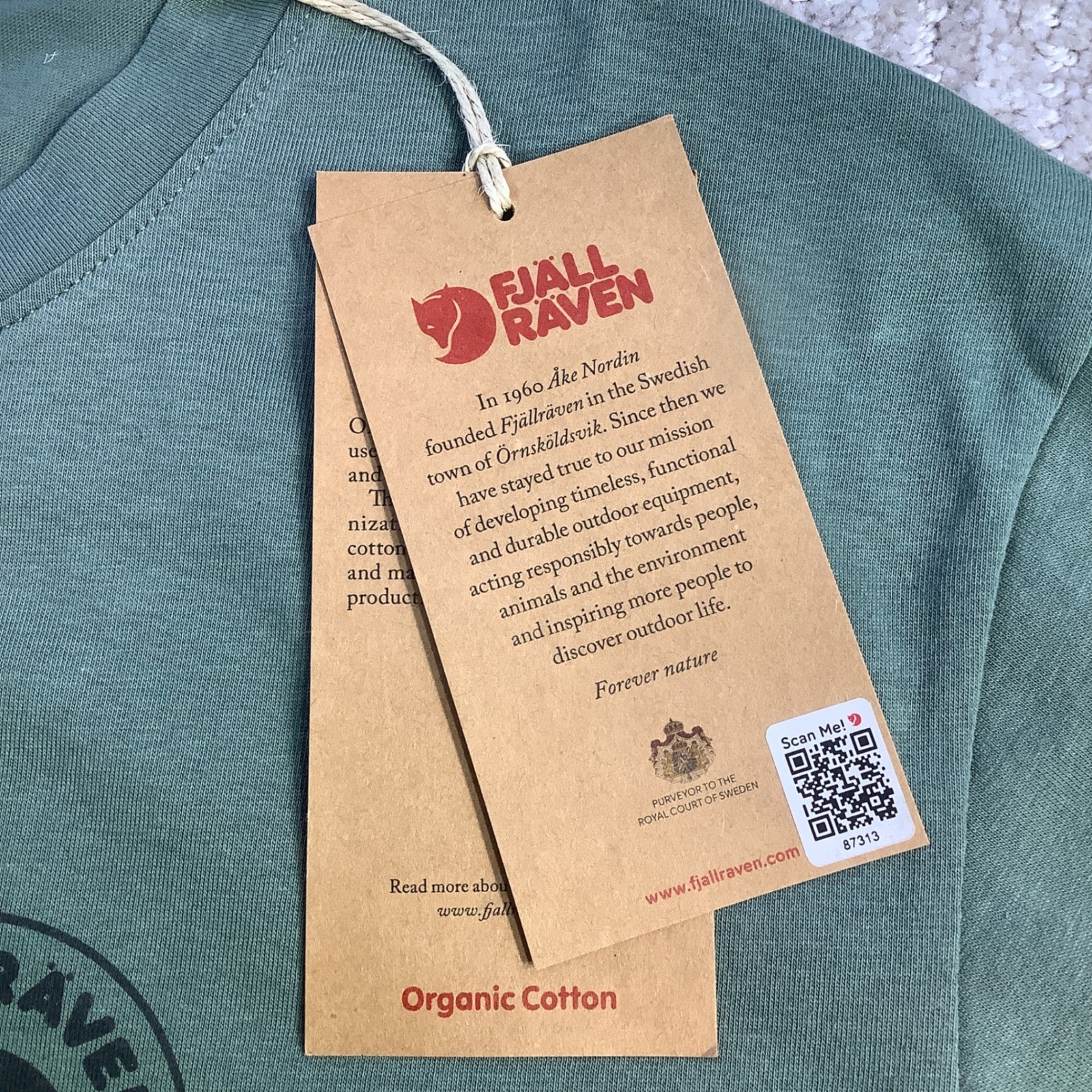 Fjallraven 1960 Logo T-shirt Mens Patina Green Organic Cotton Tee Size L NWT gallery