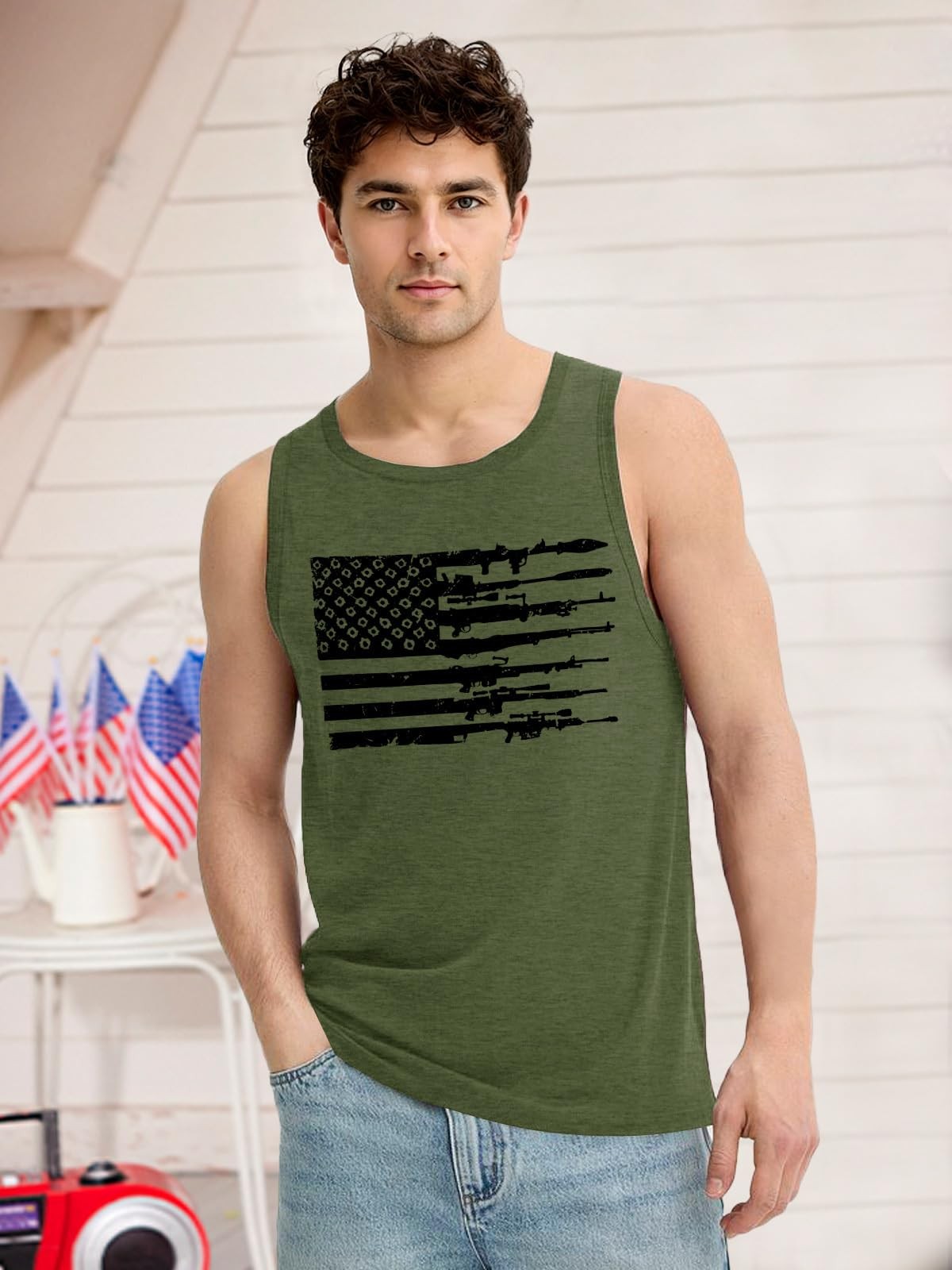 July 4 American Flag Shirts Men 250th Patriotic Independence Day Sleeveless T... gallery