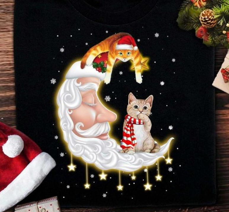 Christmas Cat t-shirt S-234XL Cotton Black Unisex 1VT0068 gallery