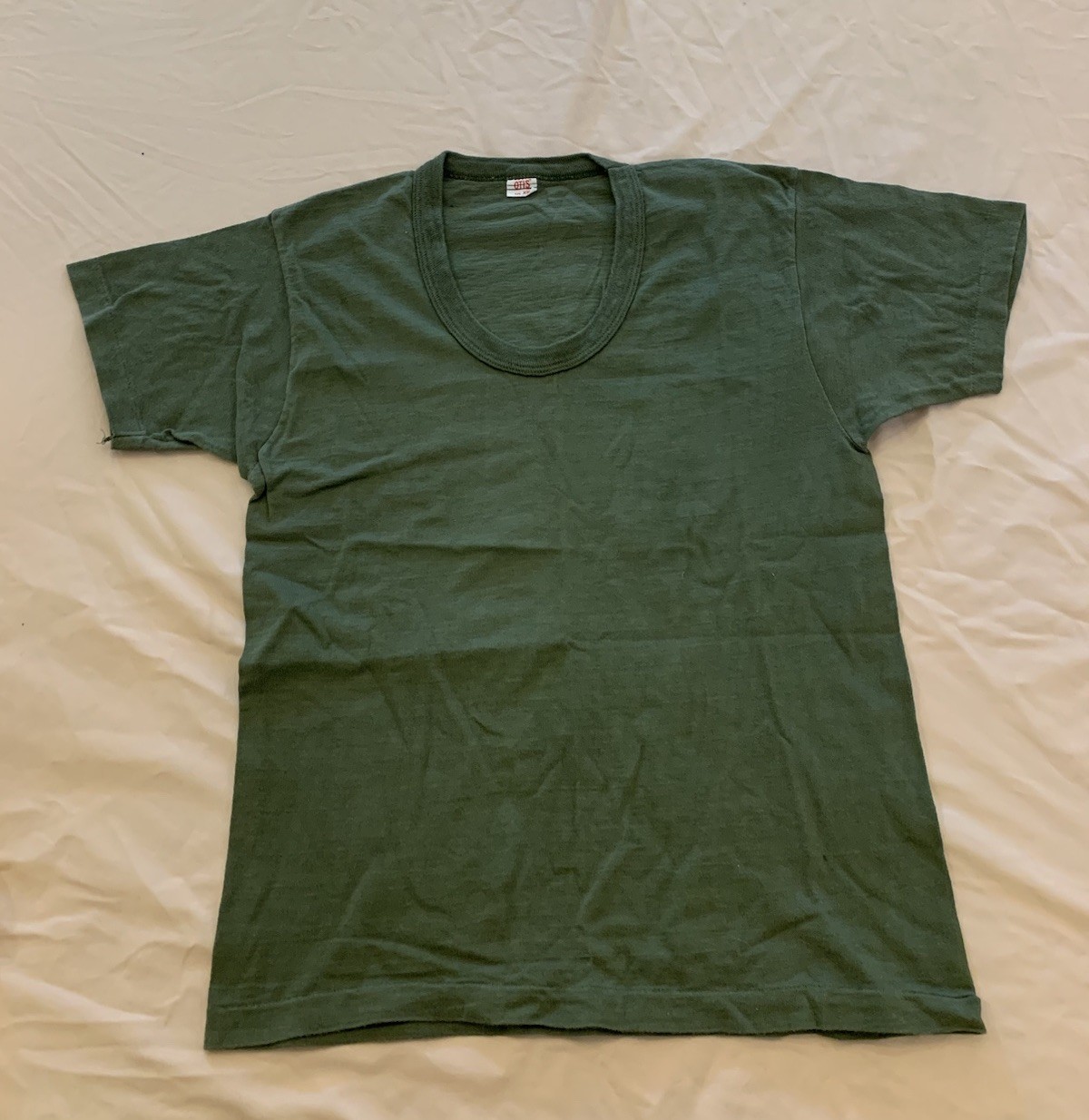 Vintage 60s Army T Shirt XS Olive Drab Skivvy U-Neck Otis USMC Military Vietnam gallery