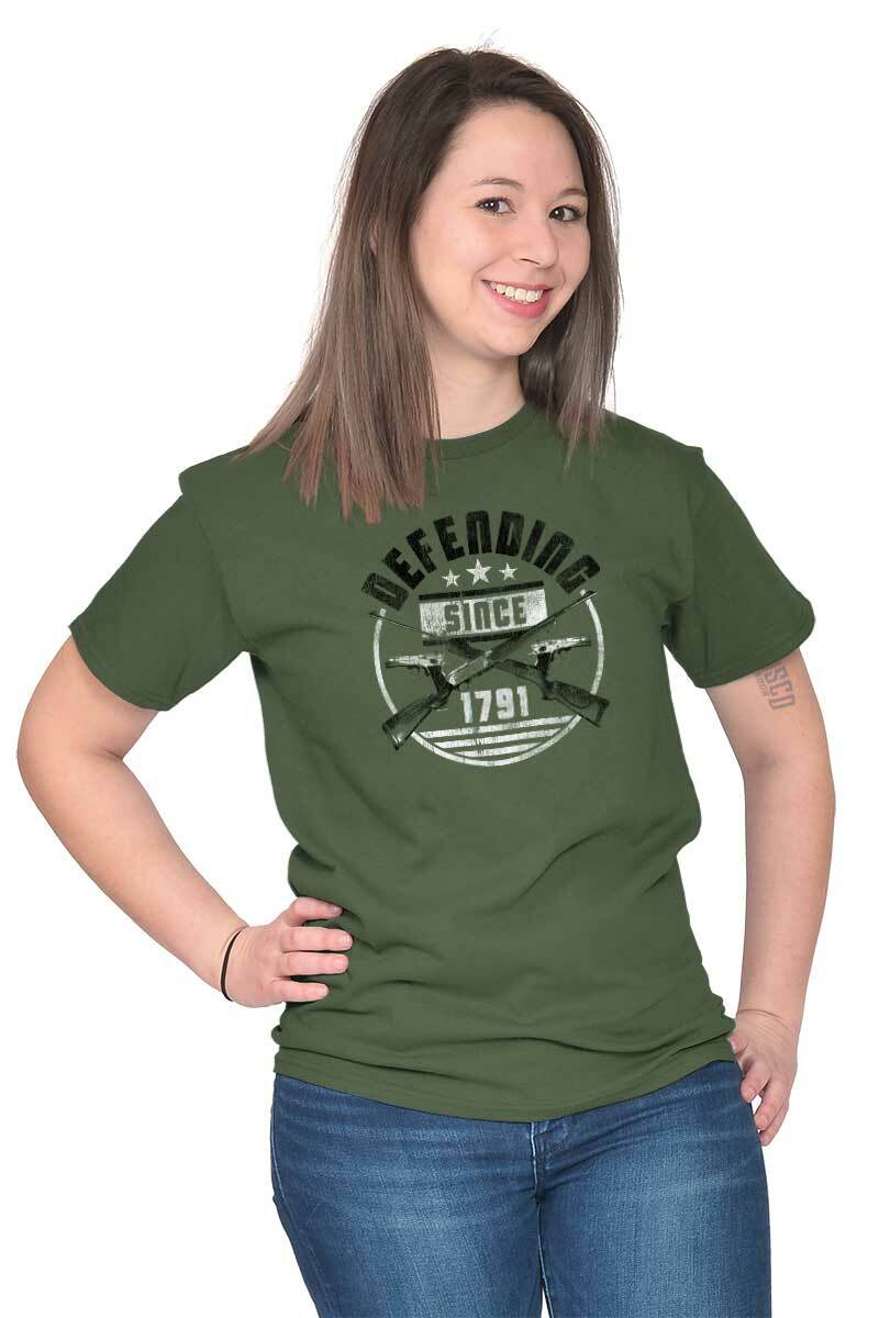 Patriotic Pro Guns Defending 2nd Amendment Womens or Mens Crewneck T Shirt Tee gallery
