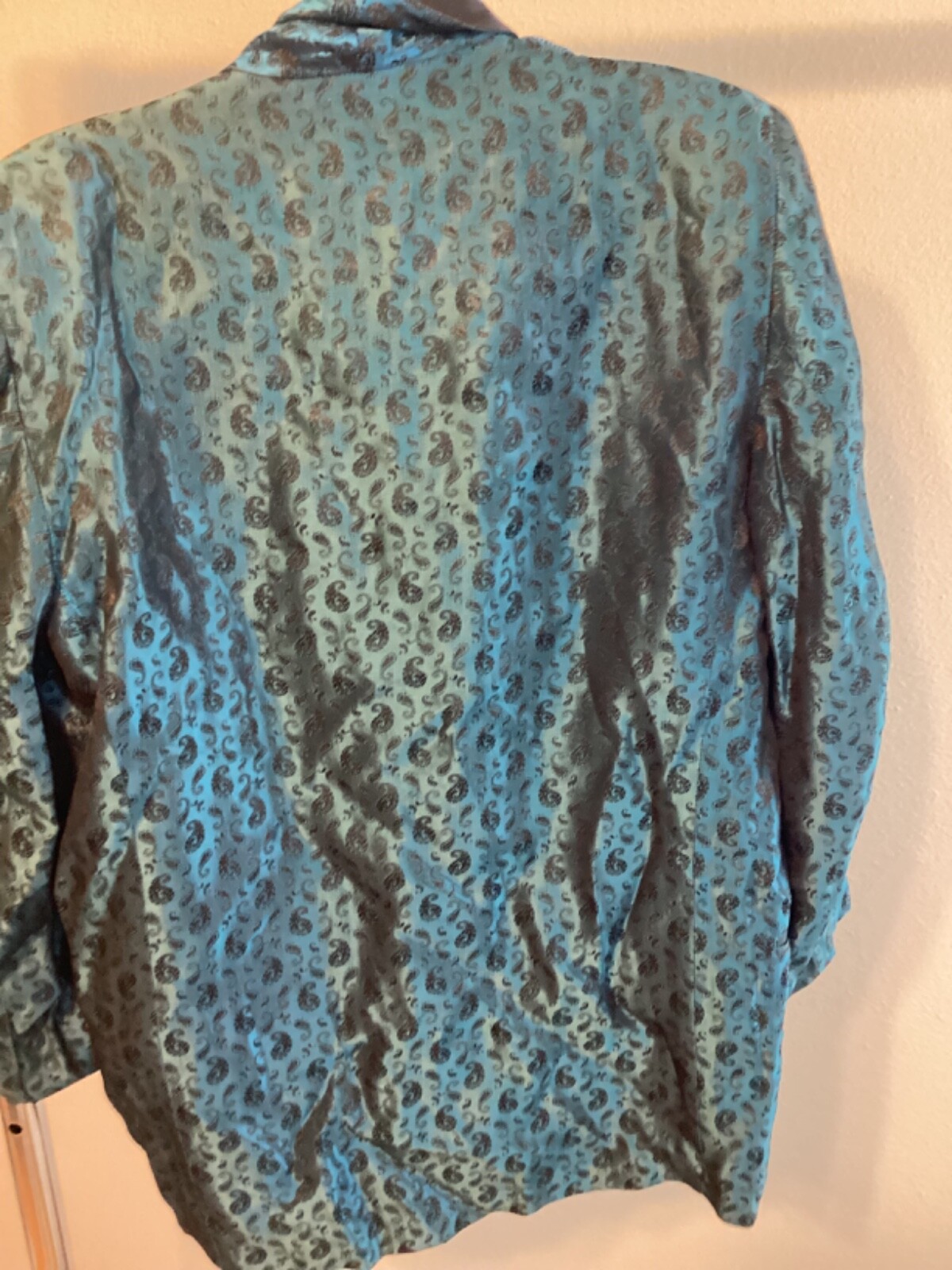 60s Vintage Men's Silk Brocade Blue Black Tux Dinner Jacket Size 42 MOD Atomic gallery