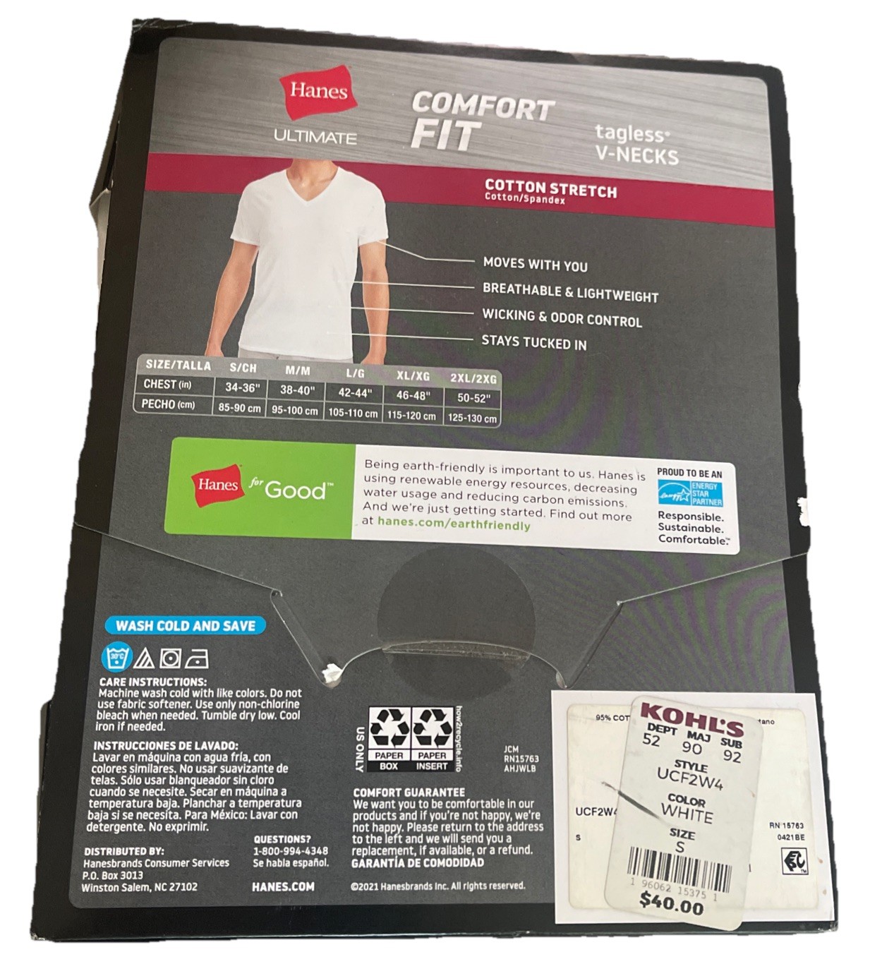 Hanes Ultimate 4 Tagless TShirts Comfort Fit Cotton Stretch Men’s Sz Small White gallery