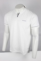 Guess Men’s Ricardo Short Sleeve Slit Henley T Shirt Pure White Textured