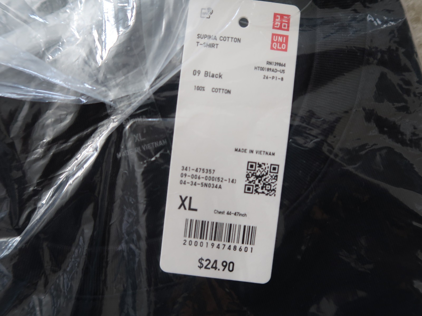 SALE UNIQLO SUPIMA COTTON SHORT SLEEVE T-SHIRT SZ XL BLACK NAVY BLUE 139864 NWT gallery
