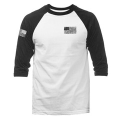 Distressed US Flag Crest American Pride Patriotic USA 3/4 Sleeve Raglan