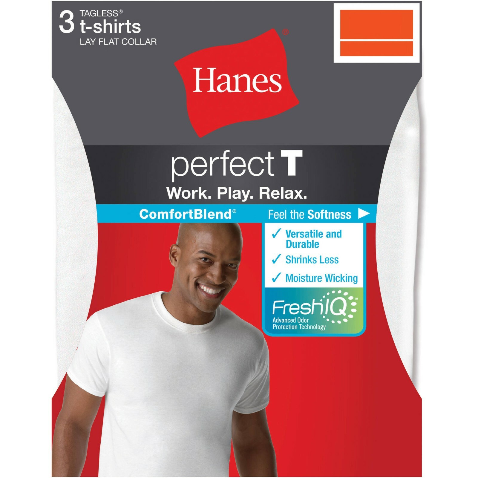 Hanes® Men’s ComfortBlend ® 3-Pack Crew-Neck T-SHIRTS ” TAGLESS-FreshIQ® “