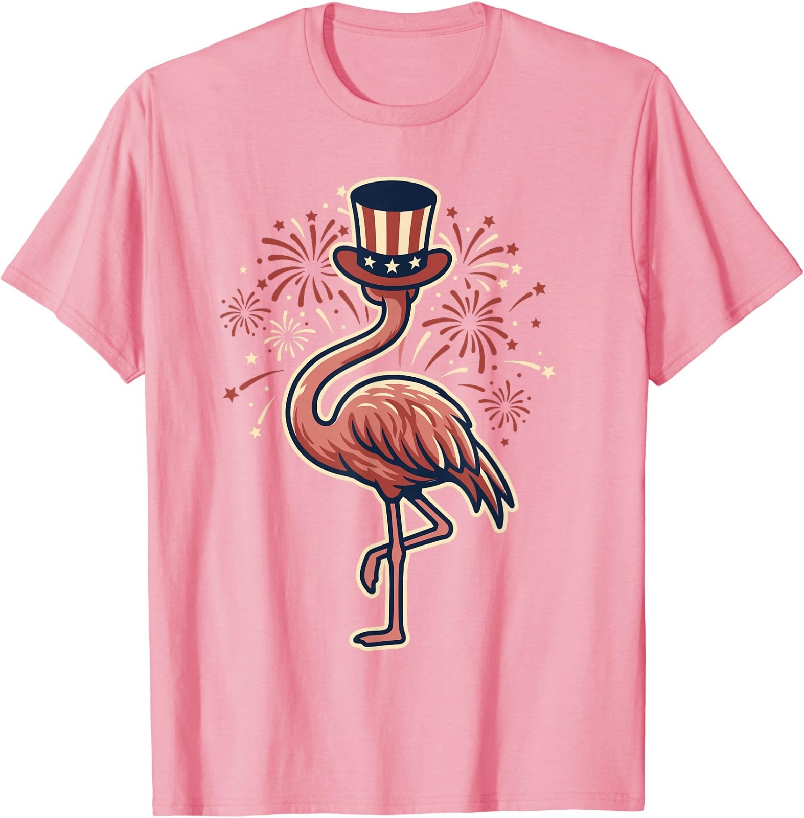 4th of July Flamingo Patriotic Top Hat Funny Fireworks USA T-Shirt gallery