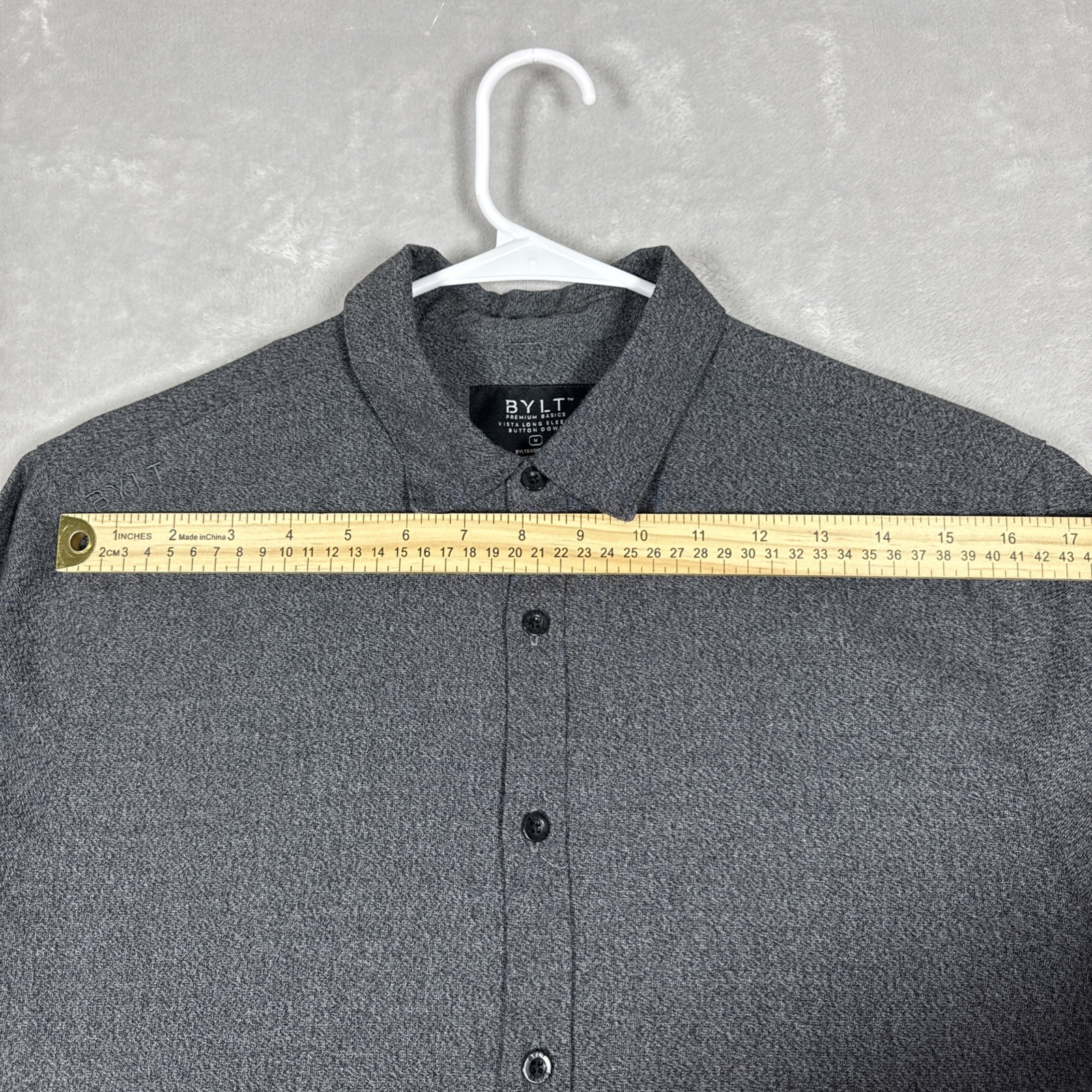 Bylt Vista Long Sleeve Button Down Heathered Charcoal Size Medium gallery
