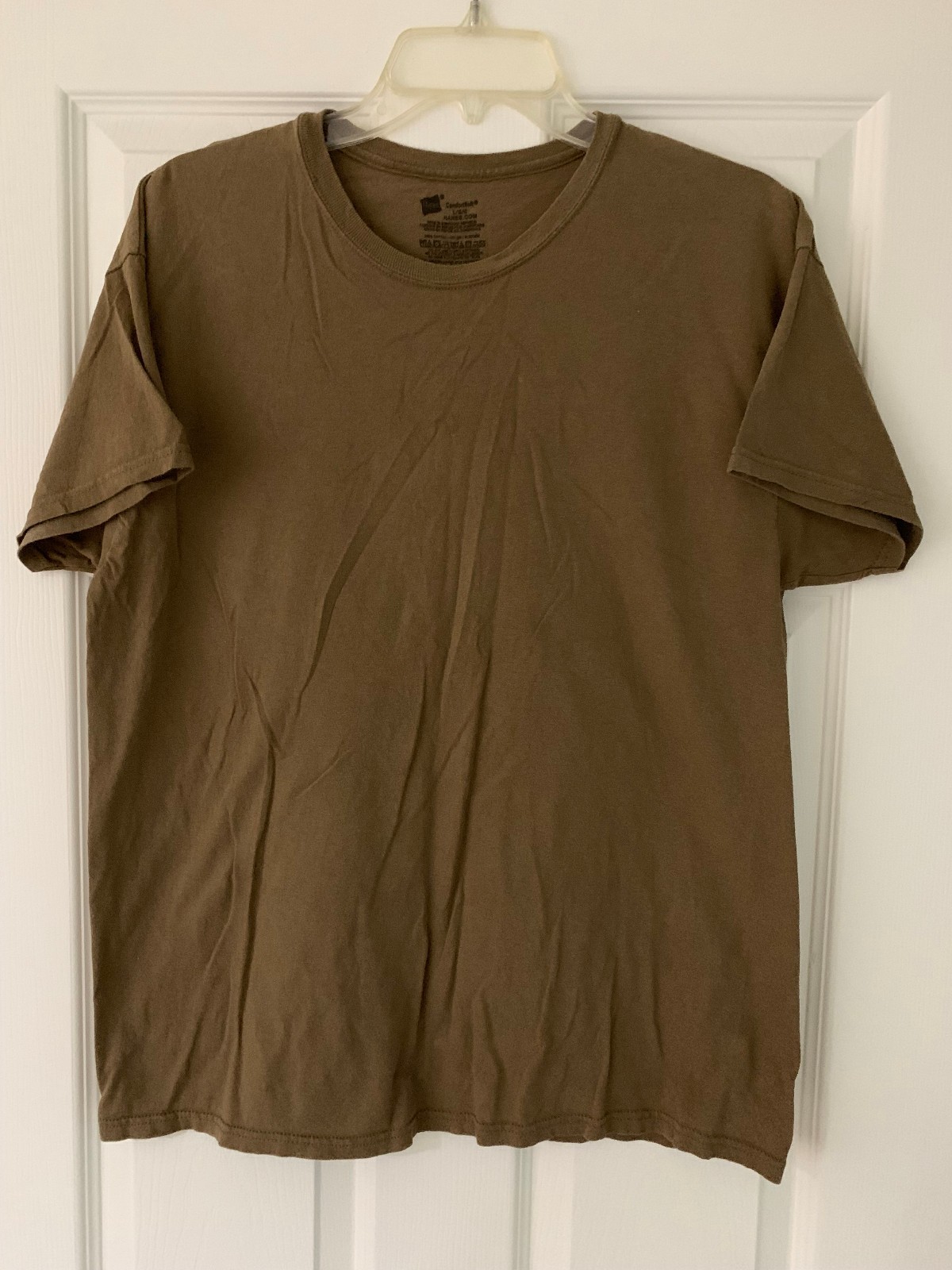 Hanes Mens ComfortSoft T-Shirt Short Sleeve Round Neck Khaki Size L 100% Cotton gallery