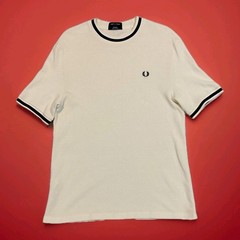 Fred Perry Reissues Textured Pique T Shirt Ecru Men’s Large M2806/560
