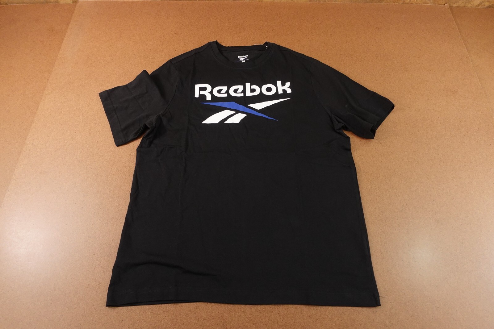 Reebok Mens Medium Black Short Sleeve Identity Big Stacked Logo T-Shirt NWT gallery