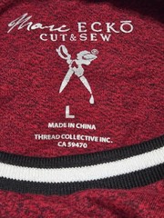 Marc Ecko Cut & Sew Red Black Speckled Logo Tape T-Shirt Men’s Large Y2K…