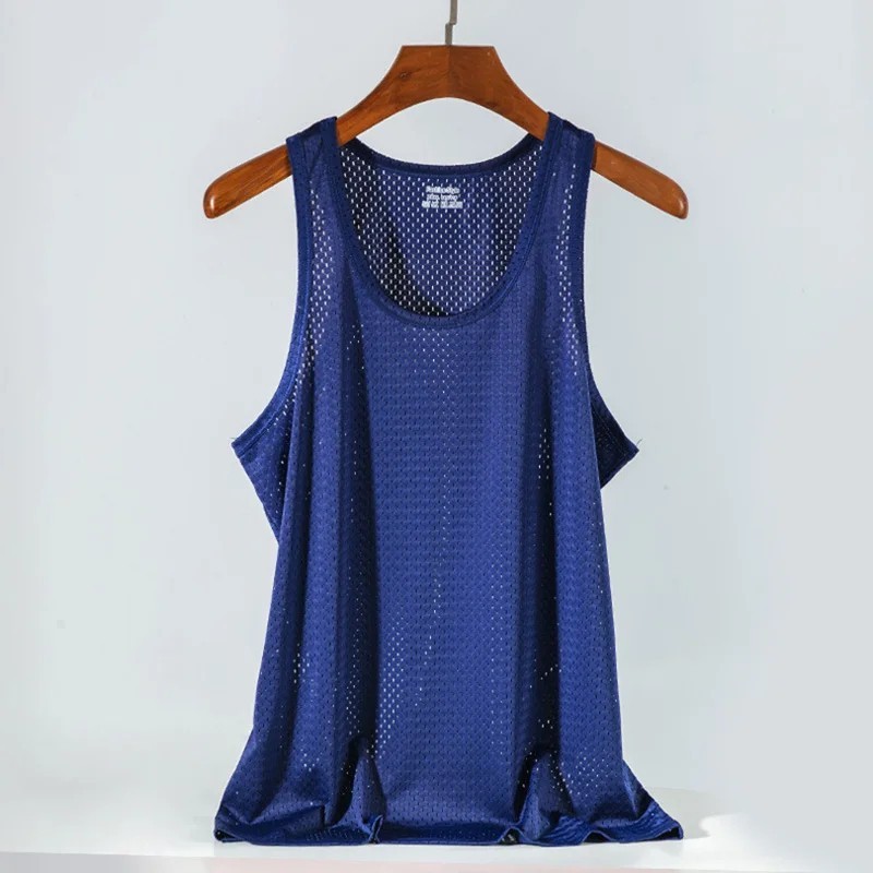 Men Ice Silk Tank Top Men'S Trendy Mesh Breathable Quick Drying Sports gallery