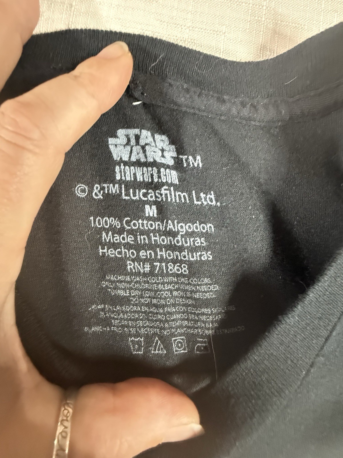 Black Size Medium Star Wars Death Star Christmas Tee 100% Cotton gallery