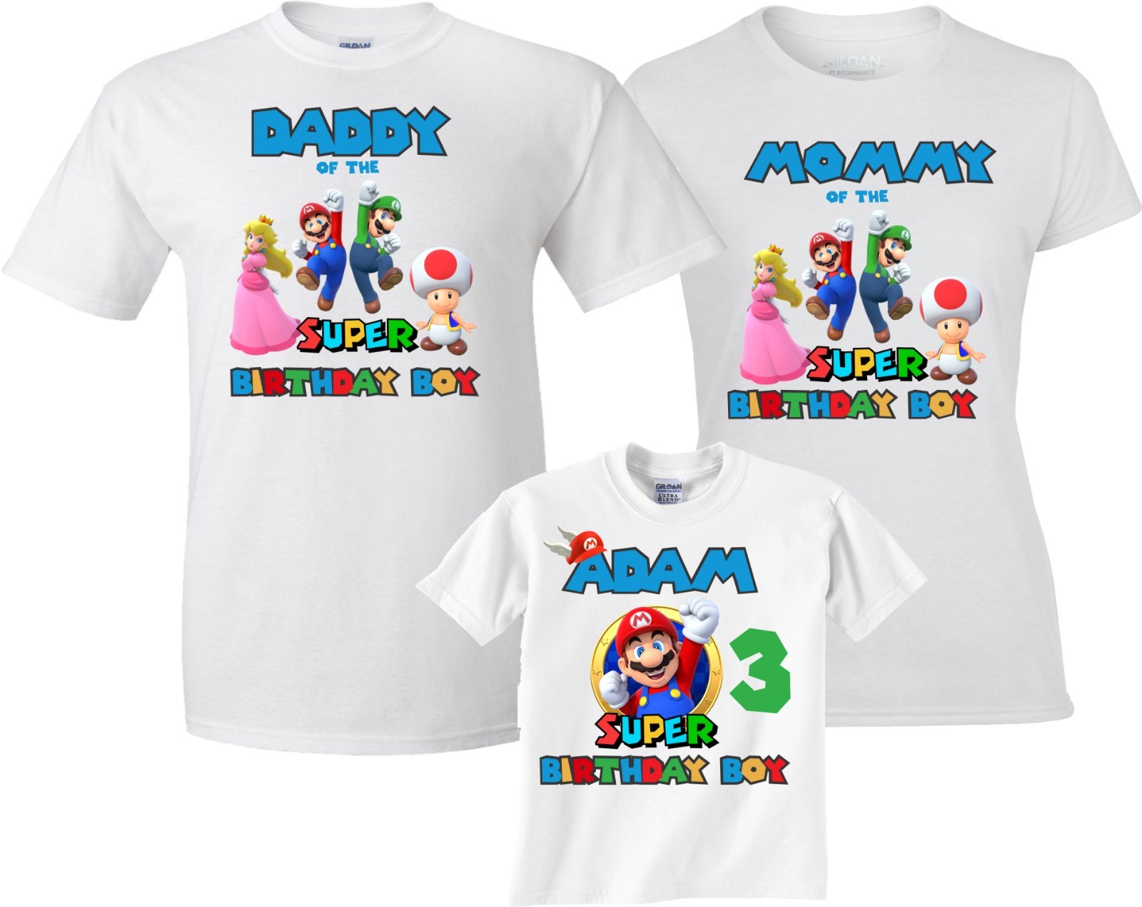 Customized Birthday boy Super Mario Bday Family Funny Cute matching T-Shirts gallery