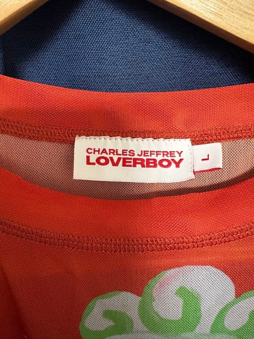CHARLES JEFFREY LOVERBOY Graphic Semi-Sheer Shirt Red L From Japan gallery