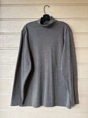 Perry Ellis mens Black & Tan Heather Mock Neck Long Sleeve Knit Shirt size Large