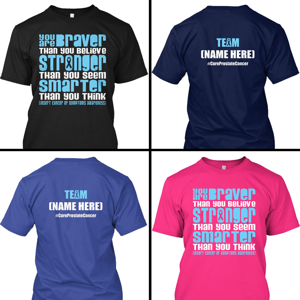 Personalized Prostate Cancer Awareness T-Shirt Braver Light Blue Ribbon Custom gallery