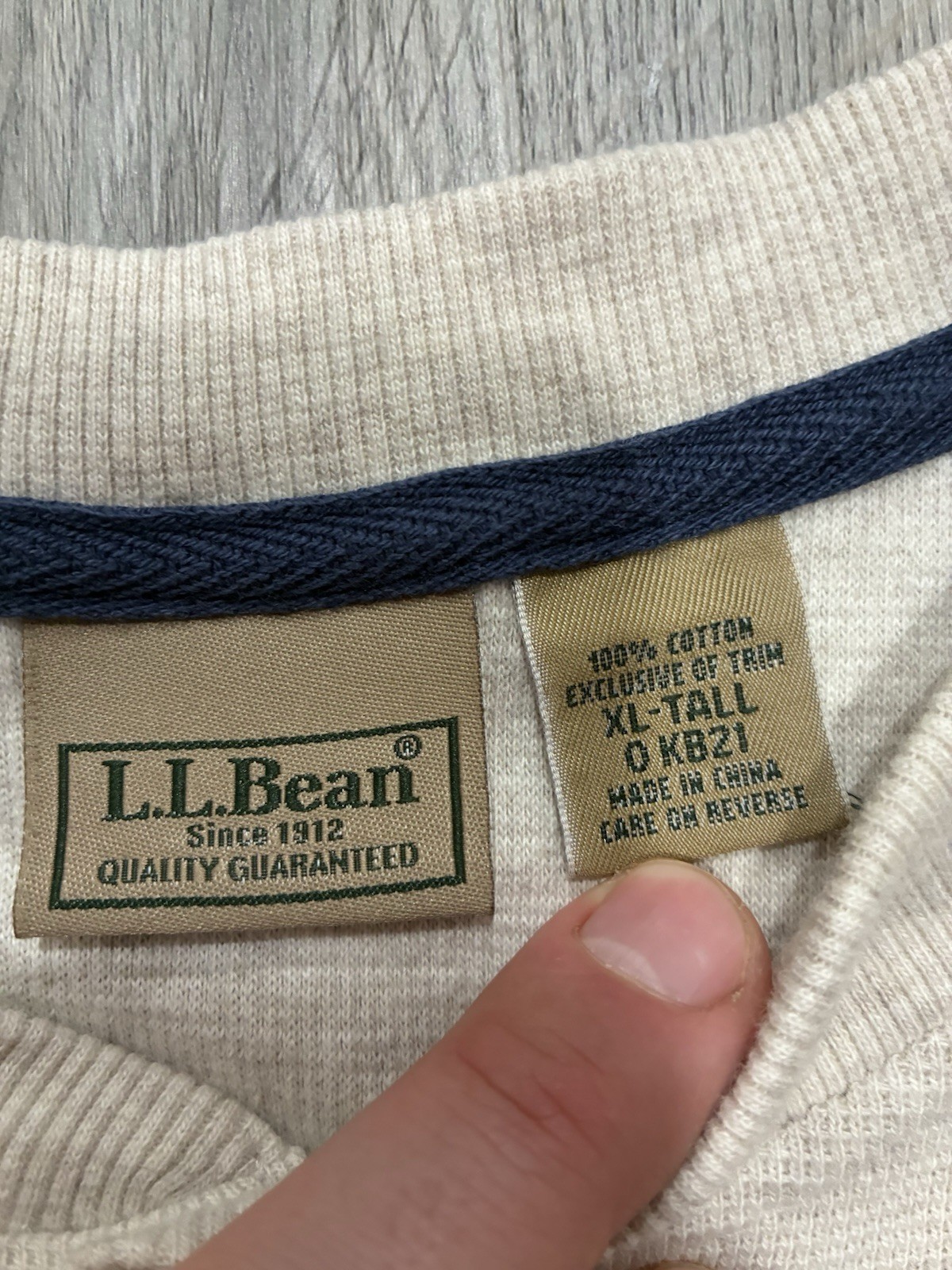 L.L.Bean Beige Long Sleeve Waffle Knit Henley Men's XL Tall gallery