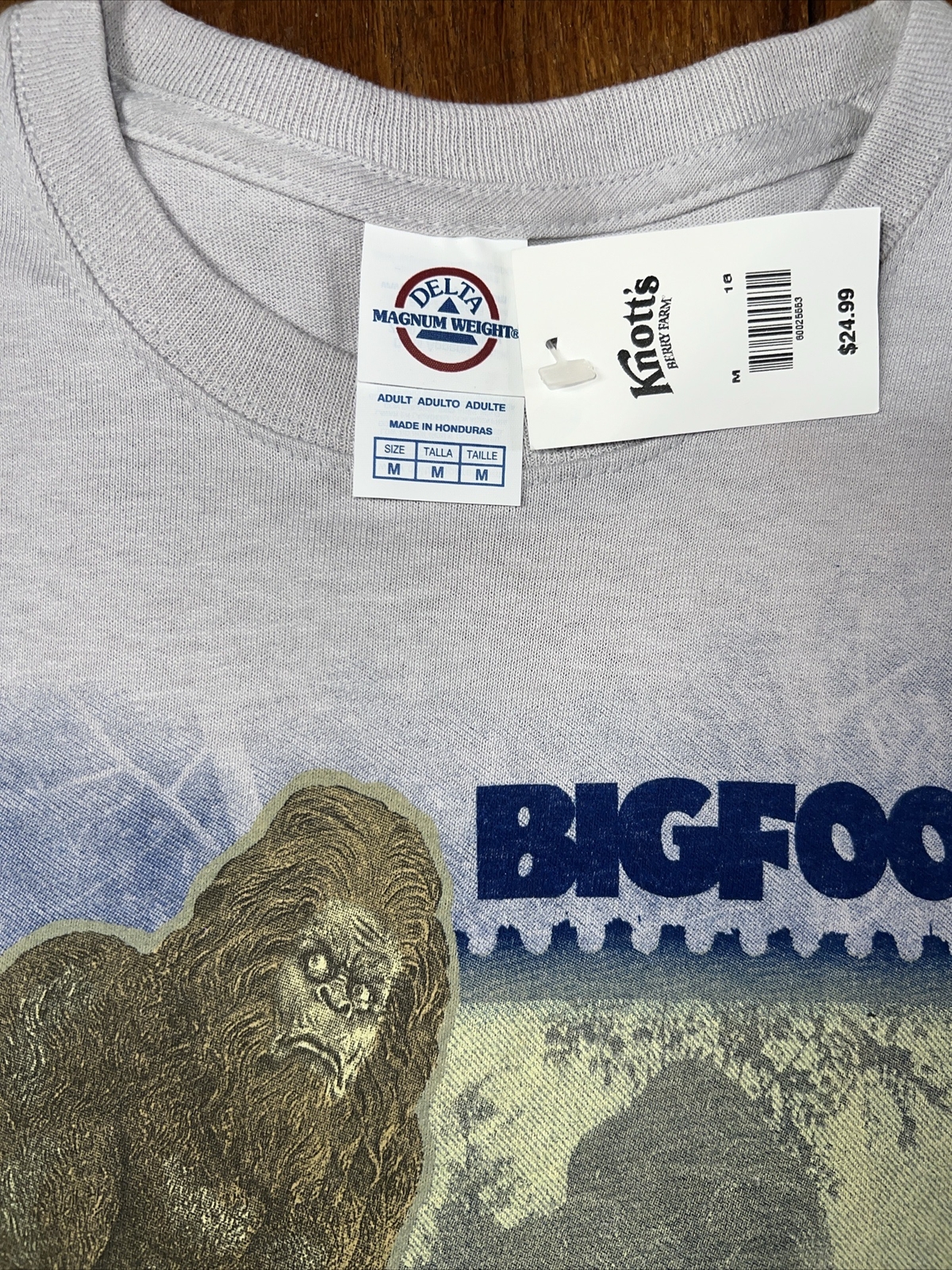 Knotts Berry Farm BIGFOOT Shirt Adult Medium Amusement Park Stamp Tee Gray NWT gallery