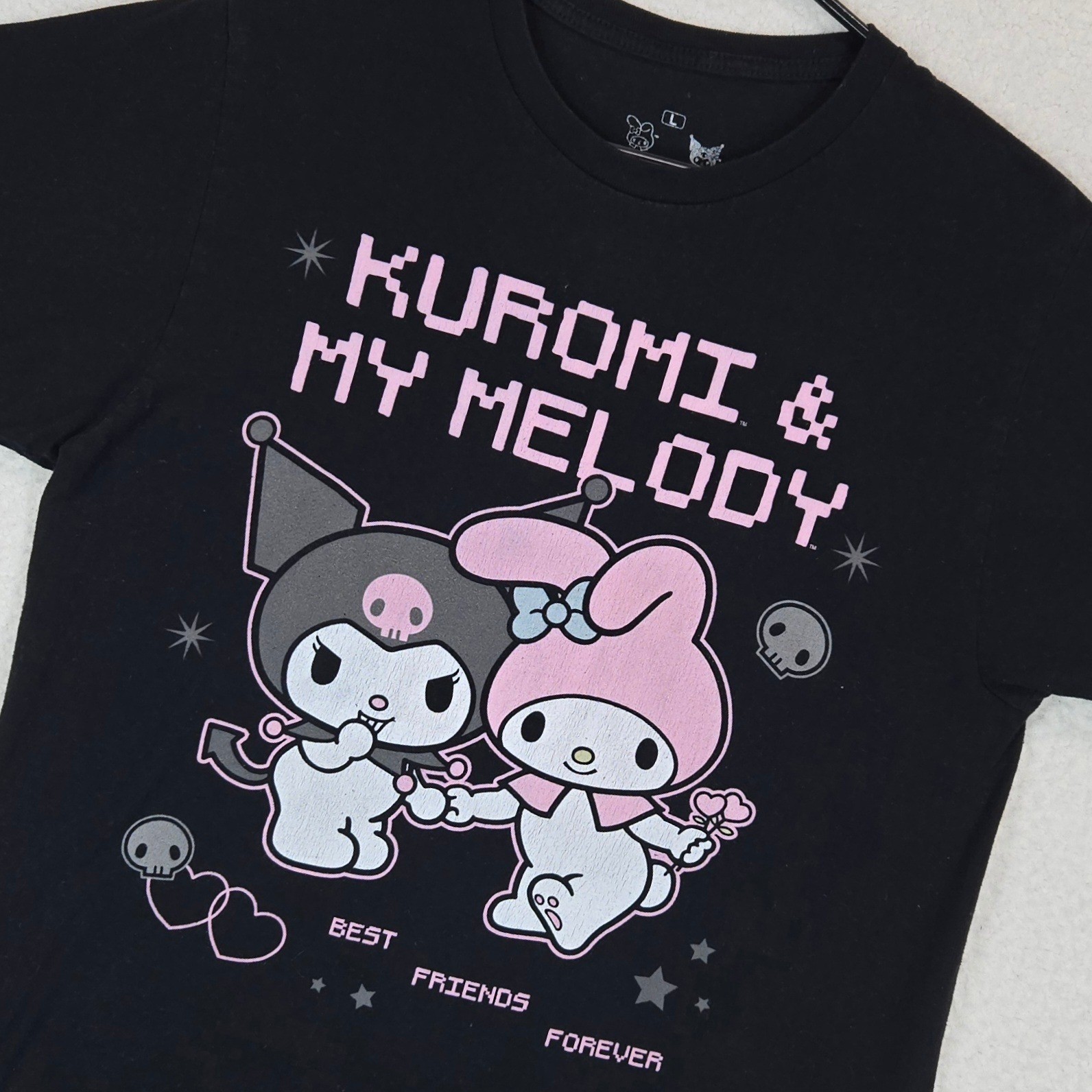 Sanrio Kuromi My Melody T-Shirt L Black Pastel Goth Kawaii Ripple Junction Tee gallery
