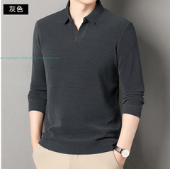 New Basic Turn-Down Collar T-Shirts Men’s Casual Long Sleeve Vintage Buttom Tops