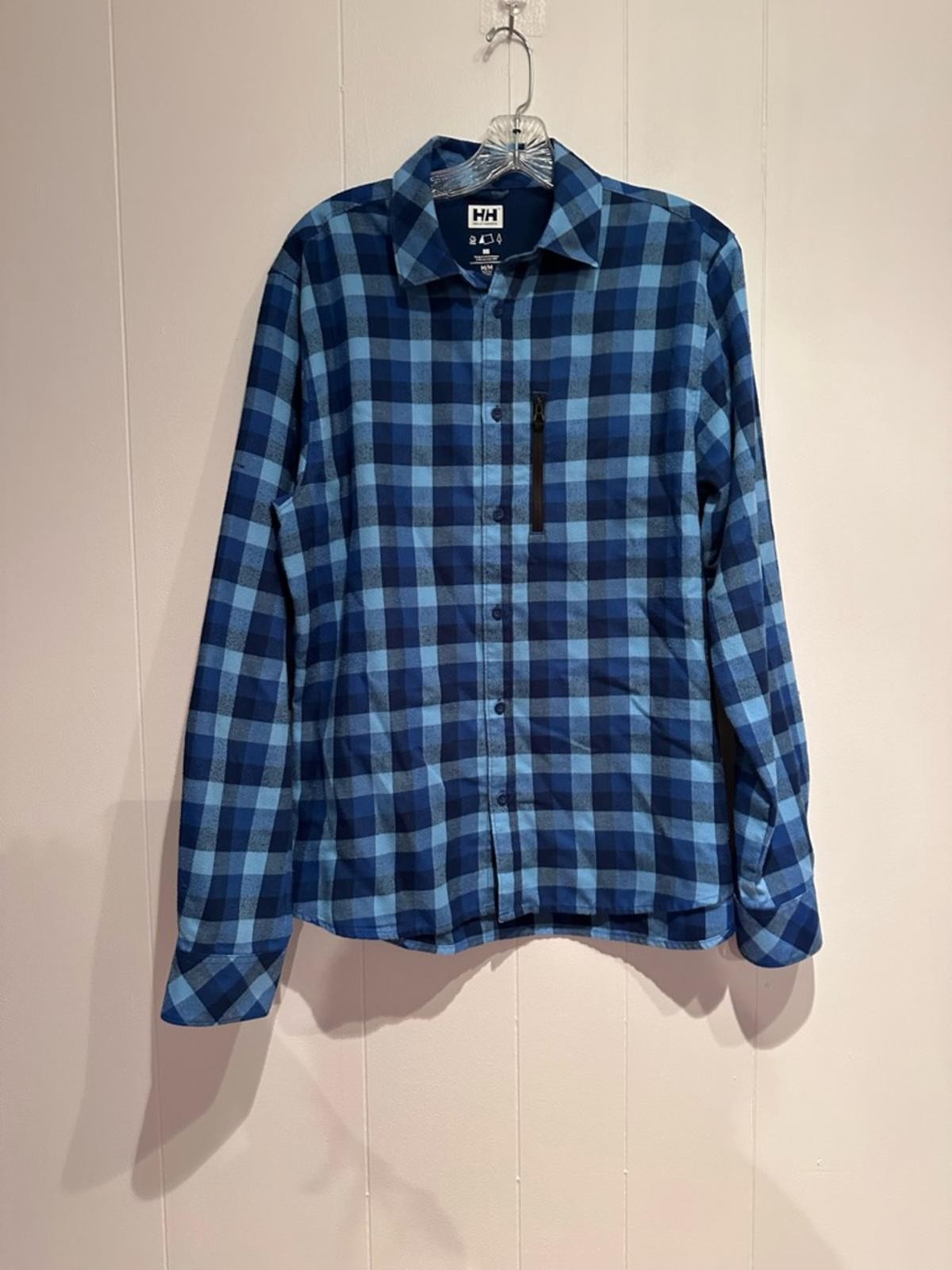 Helly Hansen Plaid Button Down Shirt Men M Blue Outdoor Hiking Flannel gallery