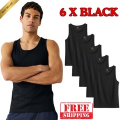 12Pack 6 &3 MENS VESTS 100% COTTON TANK SUMMER TRAINING GYM TOPS PLAIN S-5XL Lot
