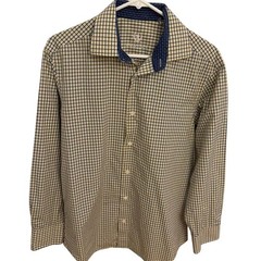 Bugatchi men’s Yellow & blue plaid long sleeve dress shirt size 15.5, 32/33