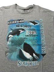 Sea World Killer Orca Whale Statistics Grey T-shirt Adult Unisex XXL 2XL