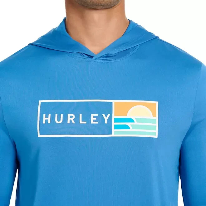 Hurley Men's Sunny Side Hybrid Stretch Hooded UV T-Shirt Size XXL Blue gallery