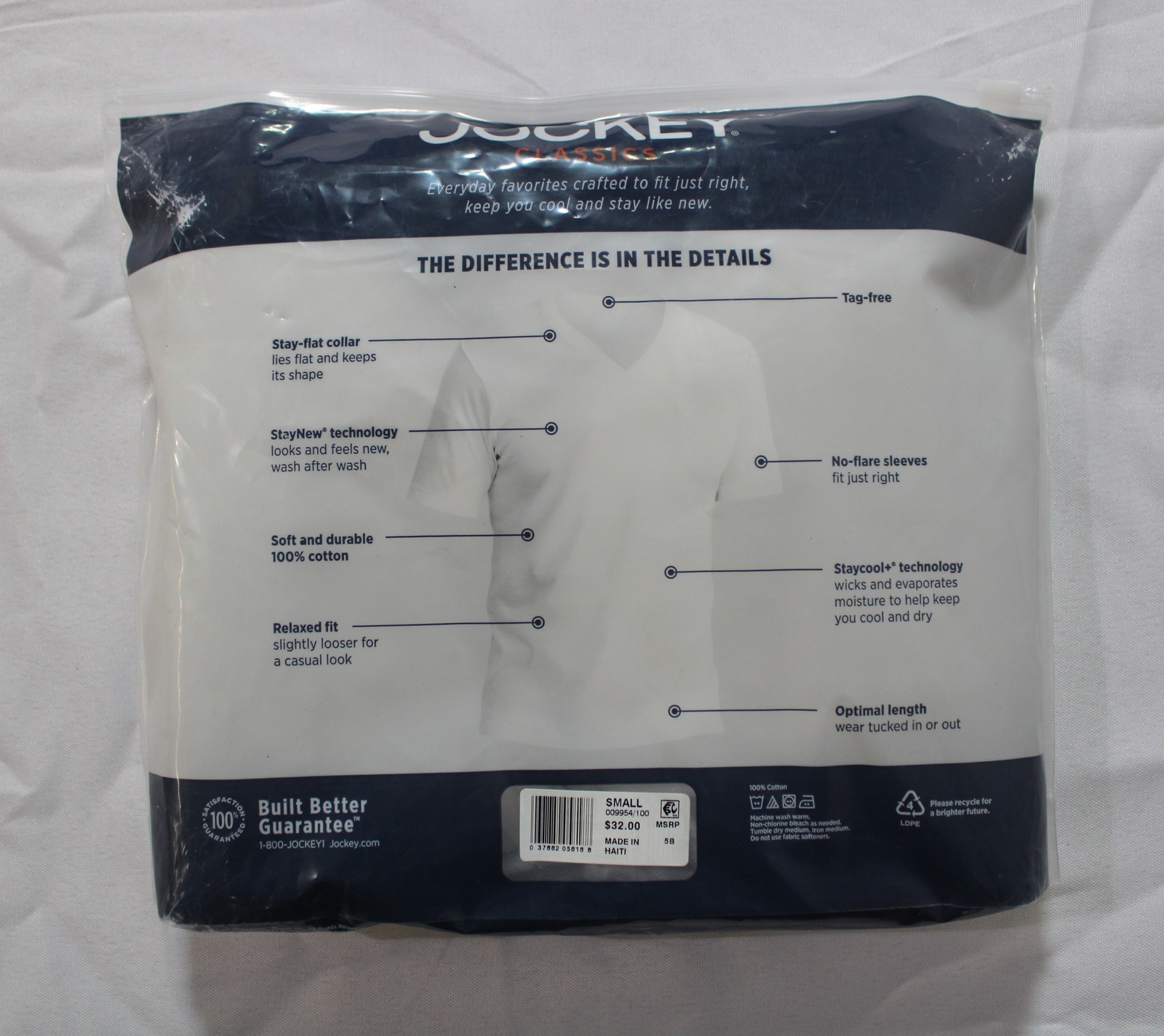 Jockey Men's 3-Pack Cotton Stretch V-Neck Undershirt DH3 White Small NWT gallery