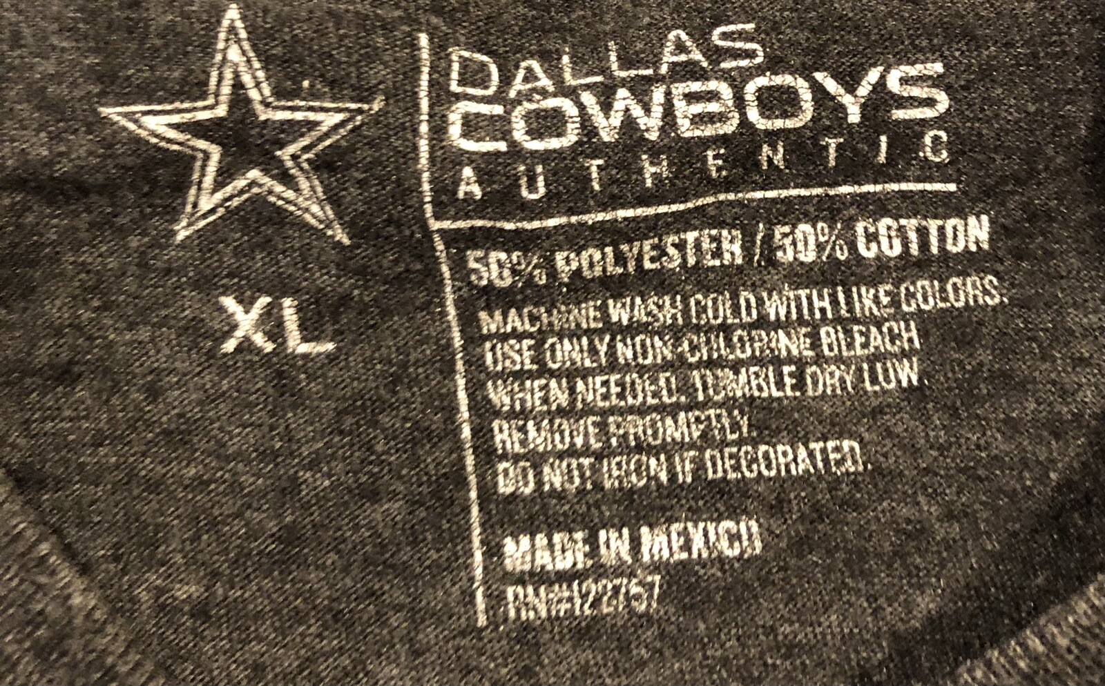 Dallas Cowboys Shirt Mens XL Gray Authentic Crewneck Short Sleeve Graphic Tee gallery