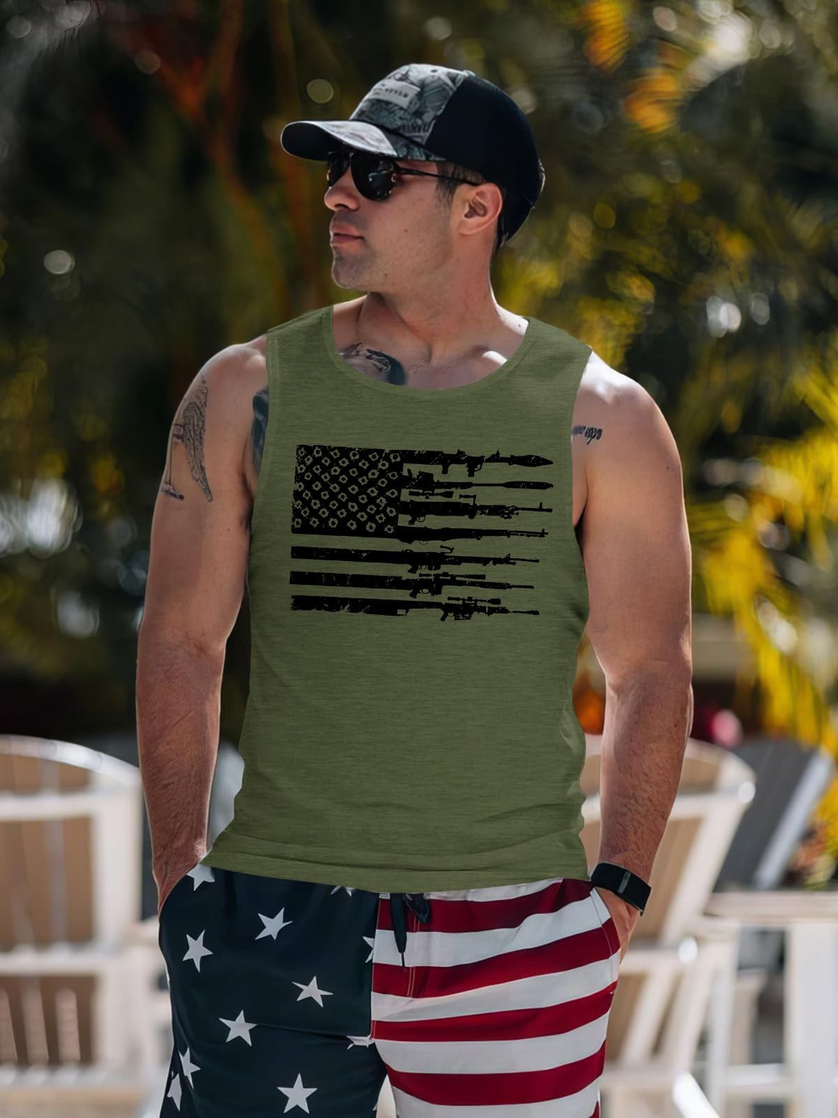 July 4 American Flag Shirts Men 250th Patriotic Independence Day Sleeveless T... gallery