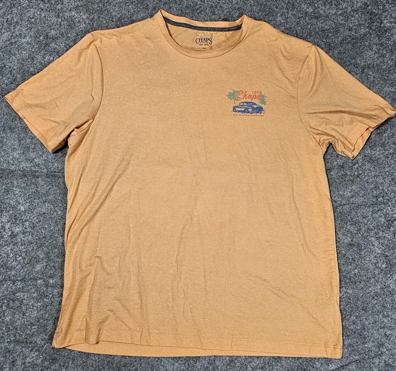 Chaps Along The Seacoast Graphic T-Shirt Men's L Orange Polyester Spandex gallery