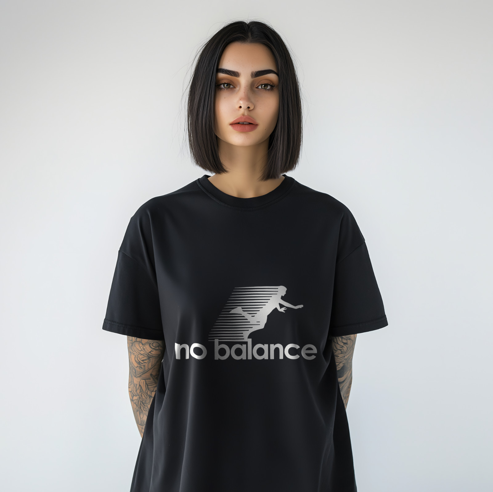 No Balance Funny T-Shirt – Parody Graphic Tee with Falling Silhouette A326 gallery