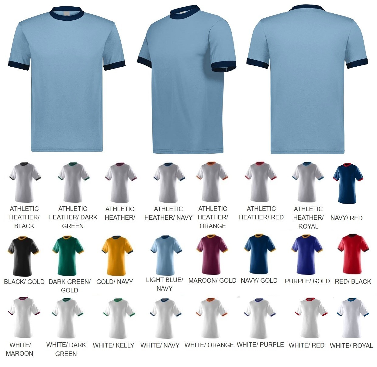 SOFT JERSEY RINGER T-SHIRT, RETRO ATHLETIC LOOK, CONTRAST COLLAR and CUFFS S-3XL gallery