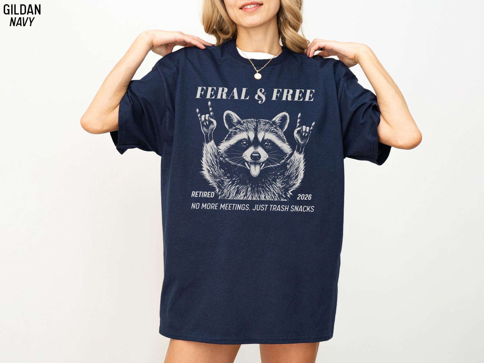 Personalized Retirement Shirt Feral and Free Raccoon Funny Retired Gift gallery
