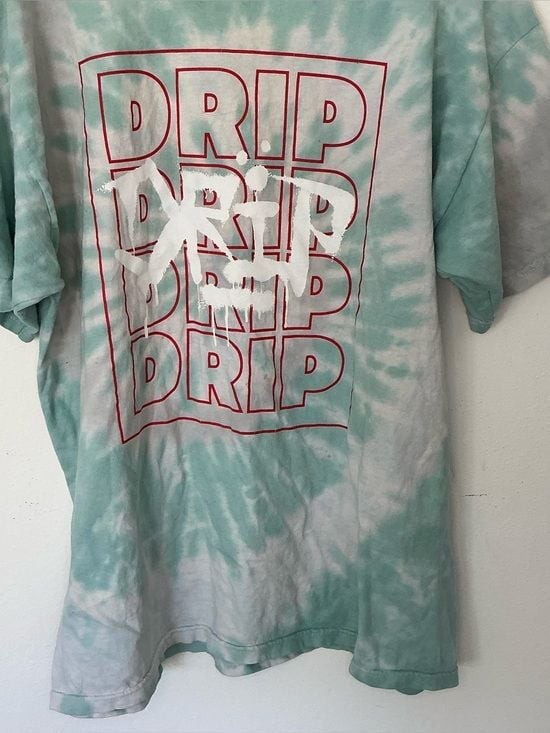 Rue 21 Tie-Dye 'DRIP' Graphic Tee - Mint & White Men’s Large gallery