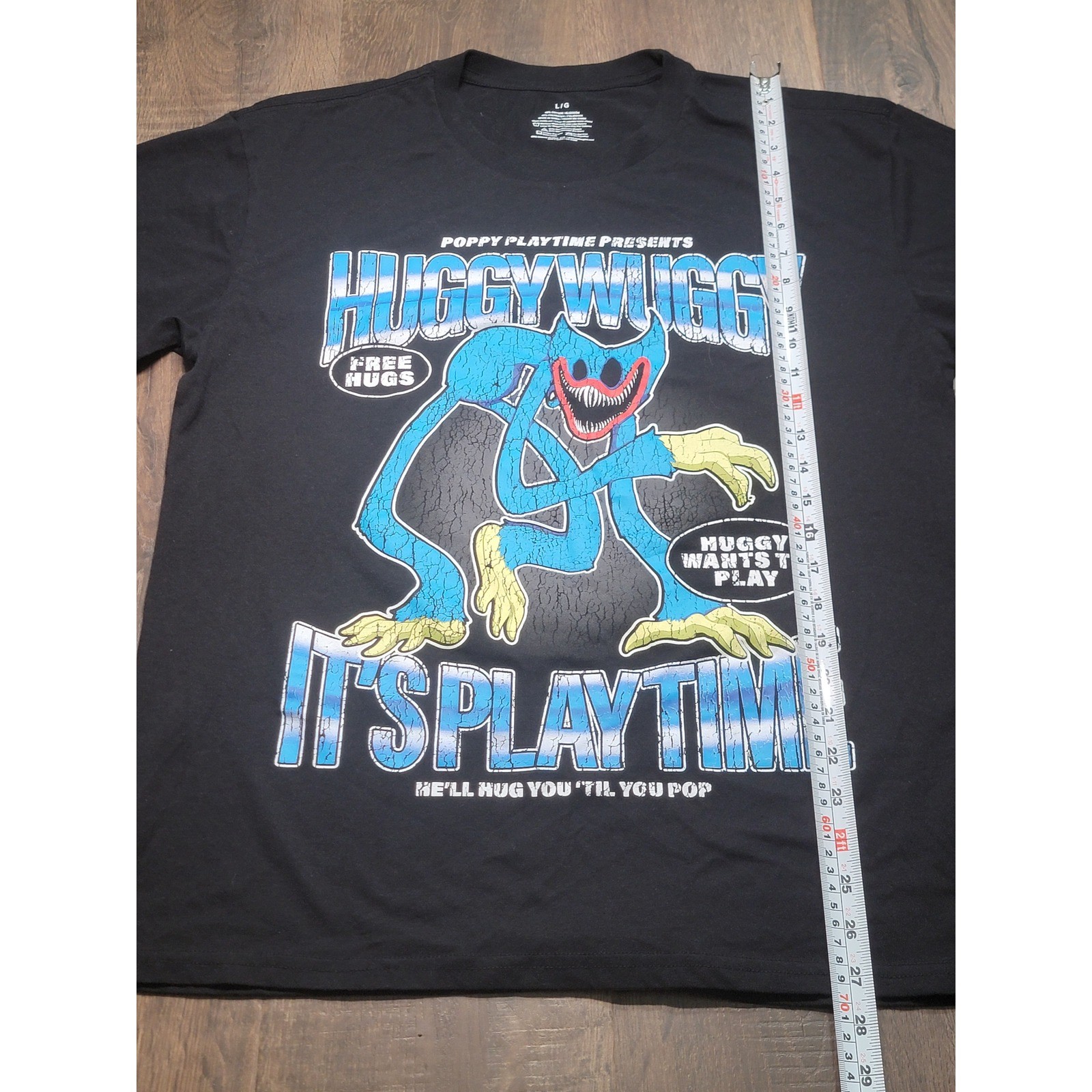 Poppy Playtime Huggy Wuggy Graphic T-Shirt Mens L Black Its Playtime Mad Engine gallery