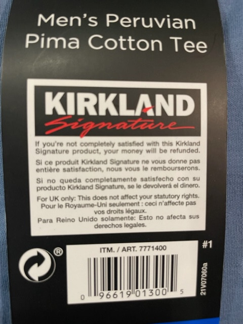 KIRKLAND MEN'S PERUVIAN PIMA COTTON TEE T-SHIRT(DUSTY BLUE SMALL)NWT gallery