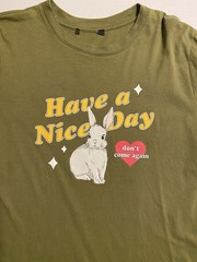 Olive Green Organic Cotton Rabbit Graphic Women’s T-Shirt Tee Shirt Top Bunny
