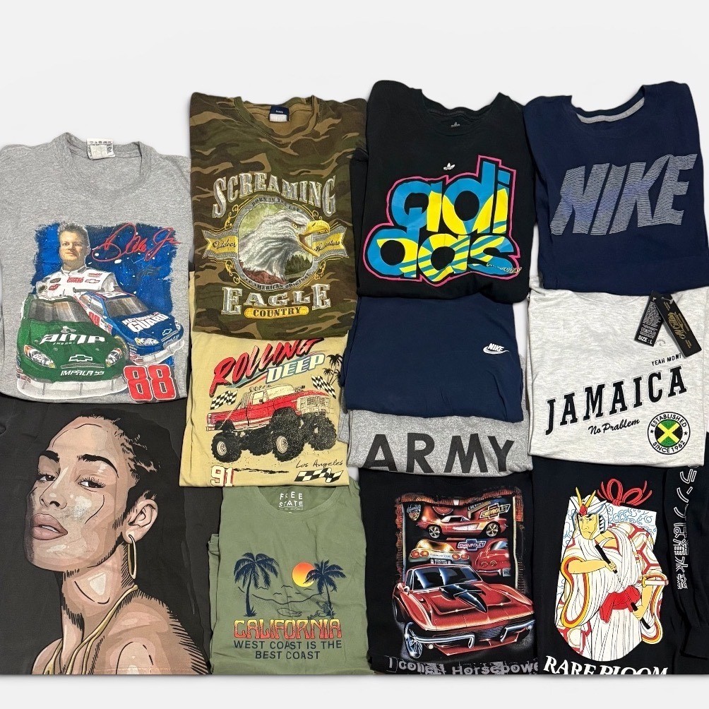 Graphic T-Shirt Lot Mens Large 12pk Nike Adidas Racing Multi Mixed Brand