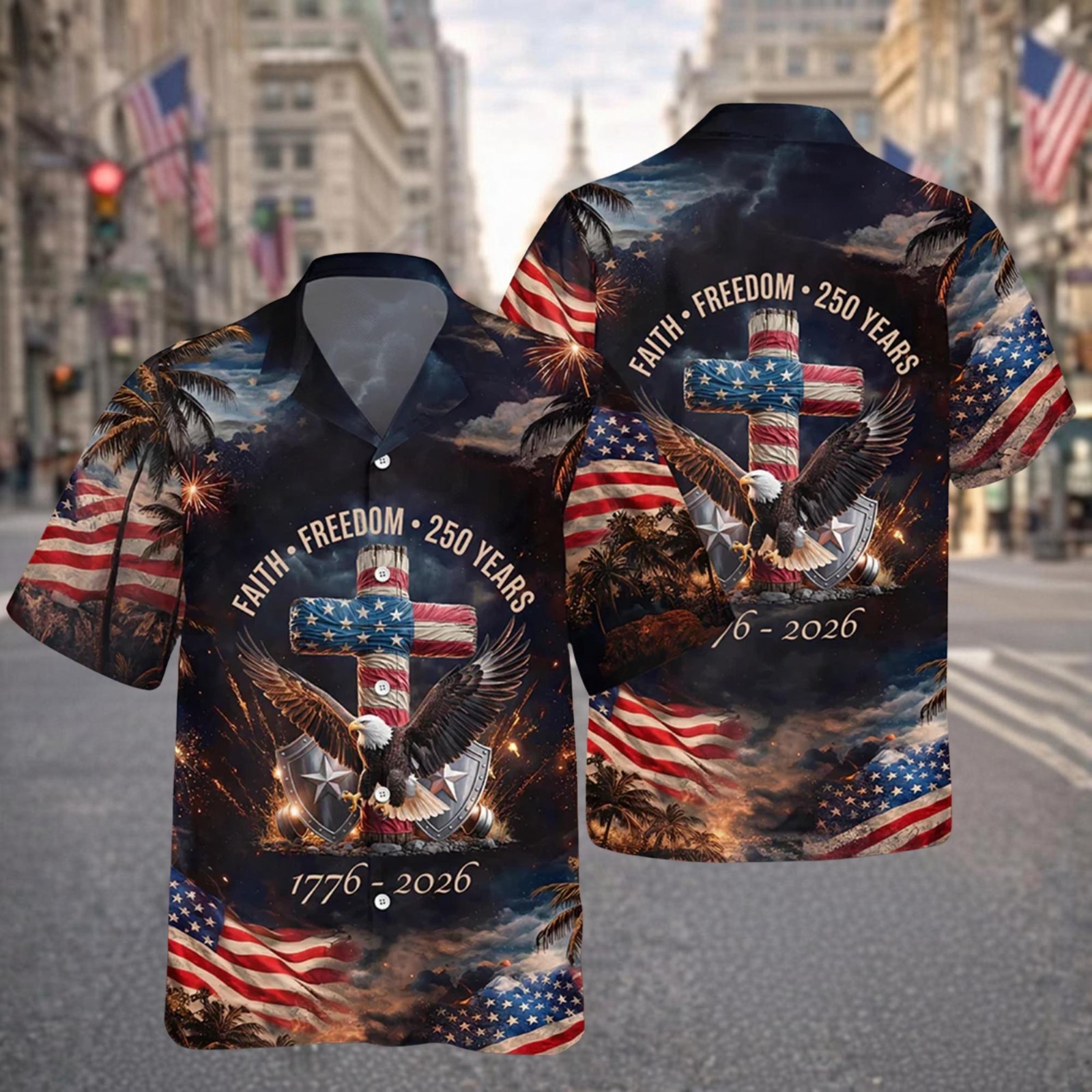 America 250th Anniversary Hawaiian Shirt, 250 Years Of Freedom Button Shirt gallery