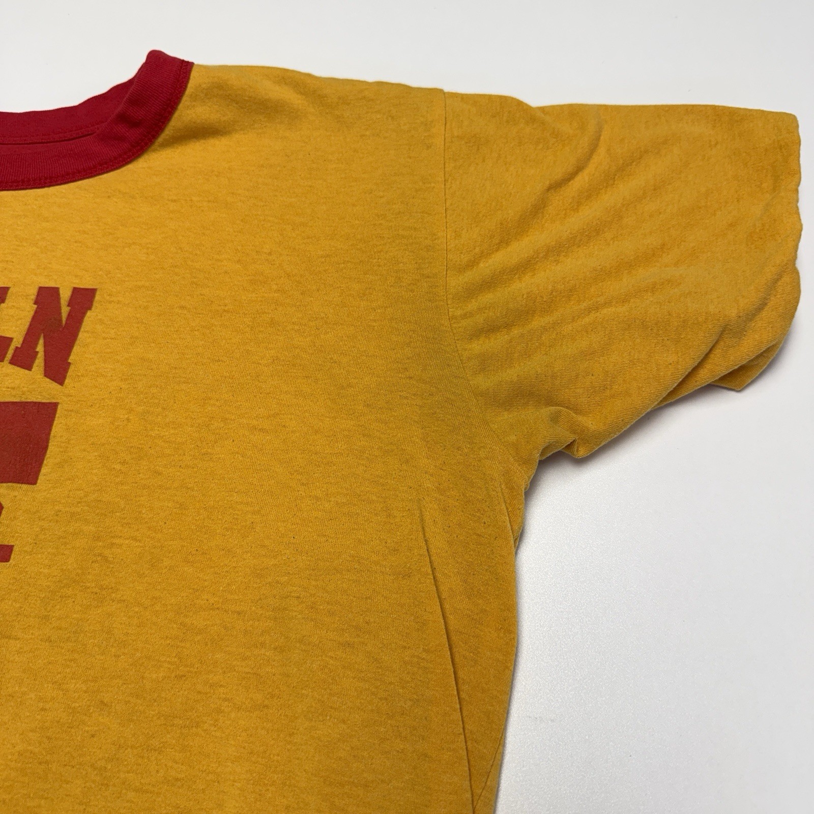 Vintage 90s Double Face Phys Ed T Shirt Mens XL Red/Yellow USA gallery